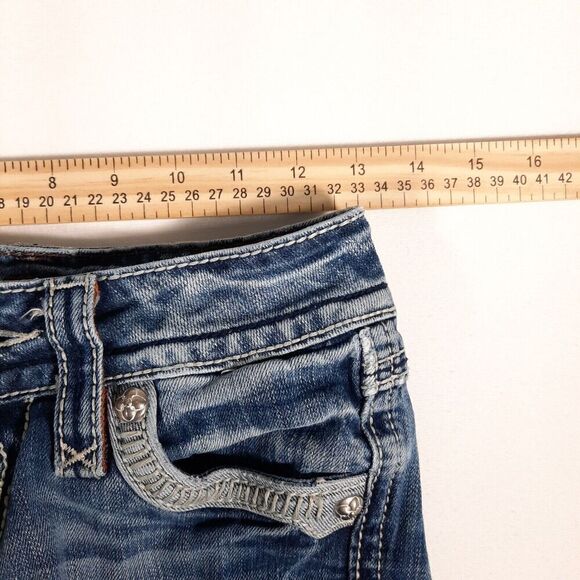 Rock Revival Alanis Stretch Capri Jeans Women's SZ 24 Embroidered Cowgirl Preppy - Picture 11 of 13